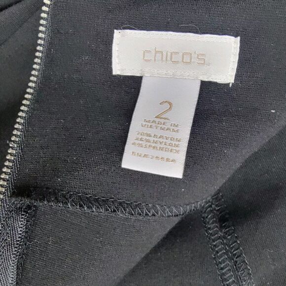 Chicos Black Sheath Dress with Exposed Silver Zipper Size 2 Large - Picture 5 of 13